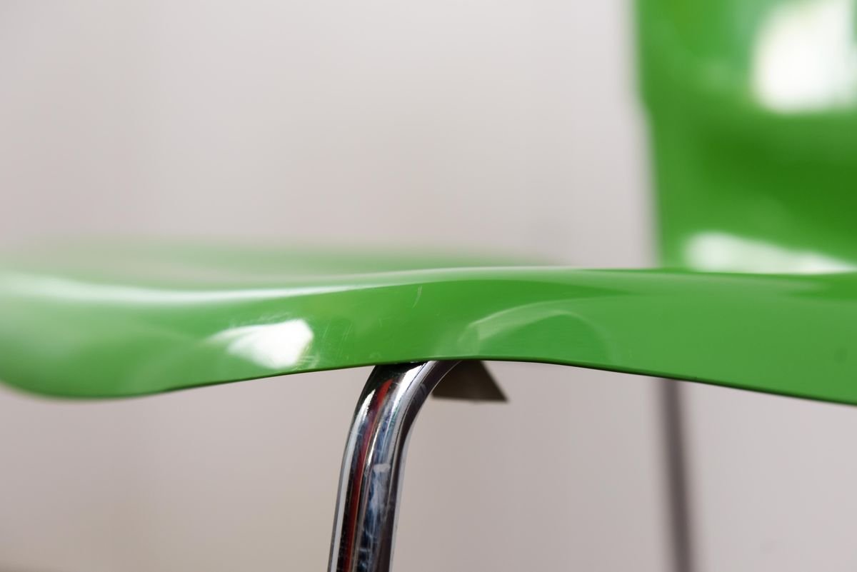 Vintage Stackable Green Plastic Chairs by Gerd Lange for Drabert, Set of 6 for sale at Pamono