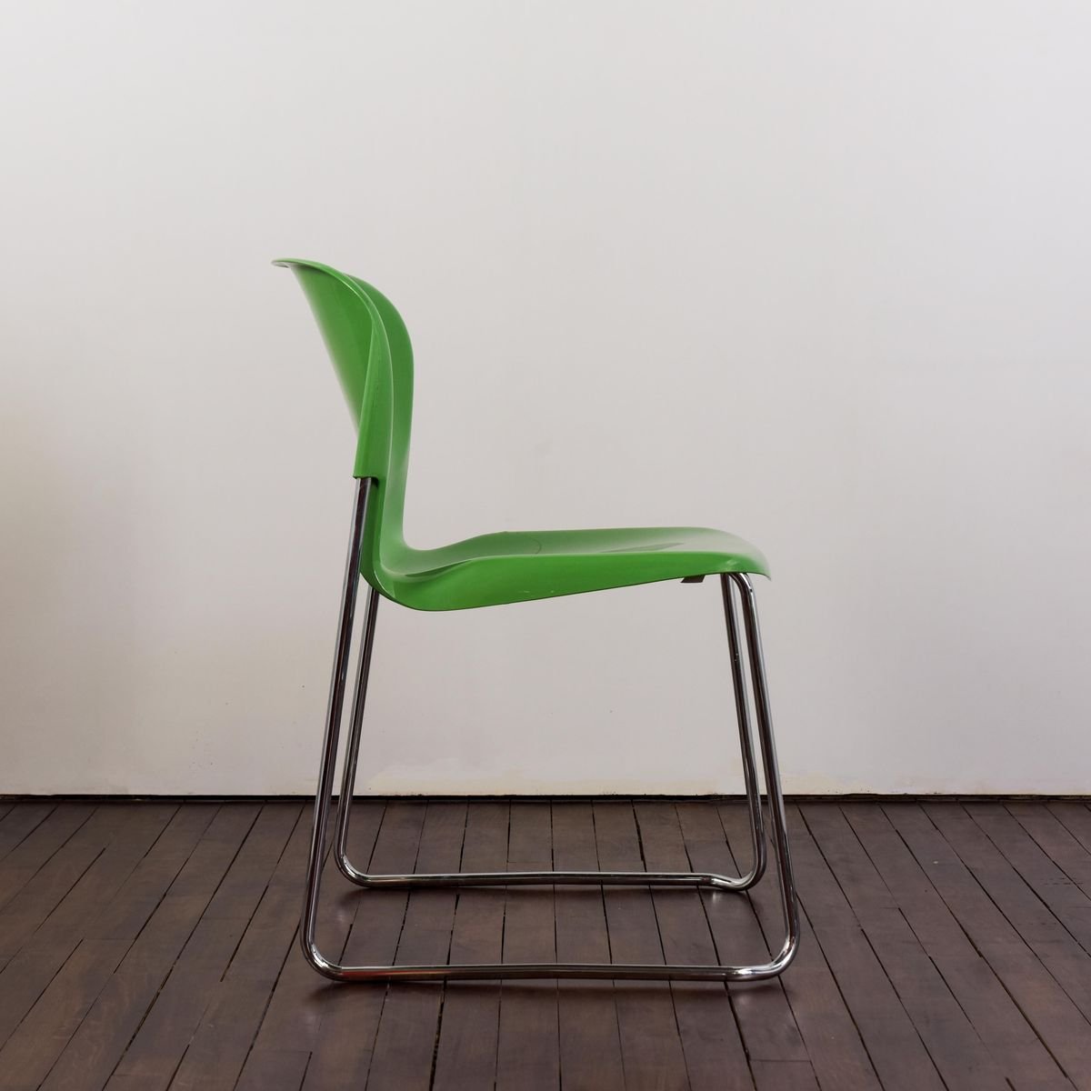 Vintage Stackable Green Plastic Chairs by Gerd Lange for Drabert, Set of 6 for sale at Pamono