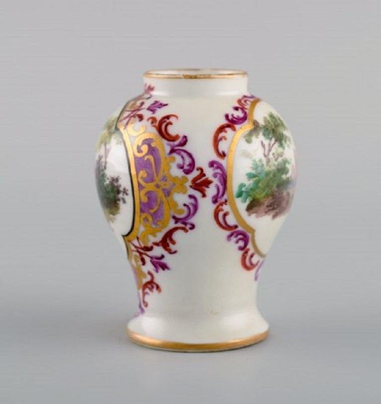 Antique Miniature Vases in Porcelain with Romantic Scenes, 19thCentury