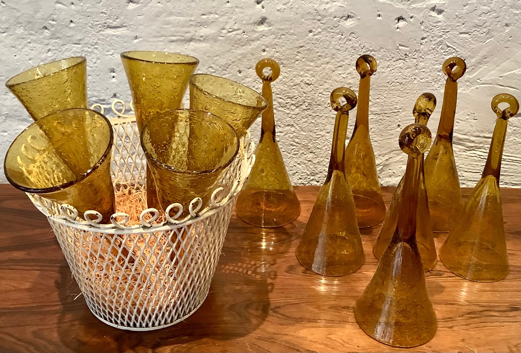Blown Glass Champagne Flutes from Biot, France, 1960s, Set