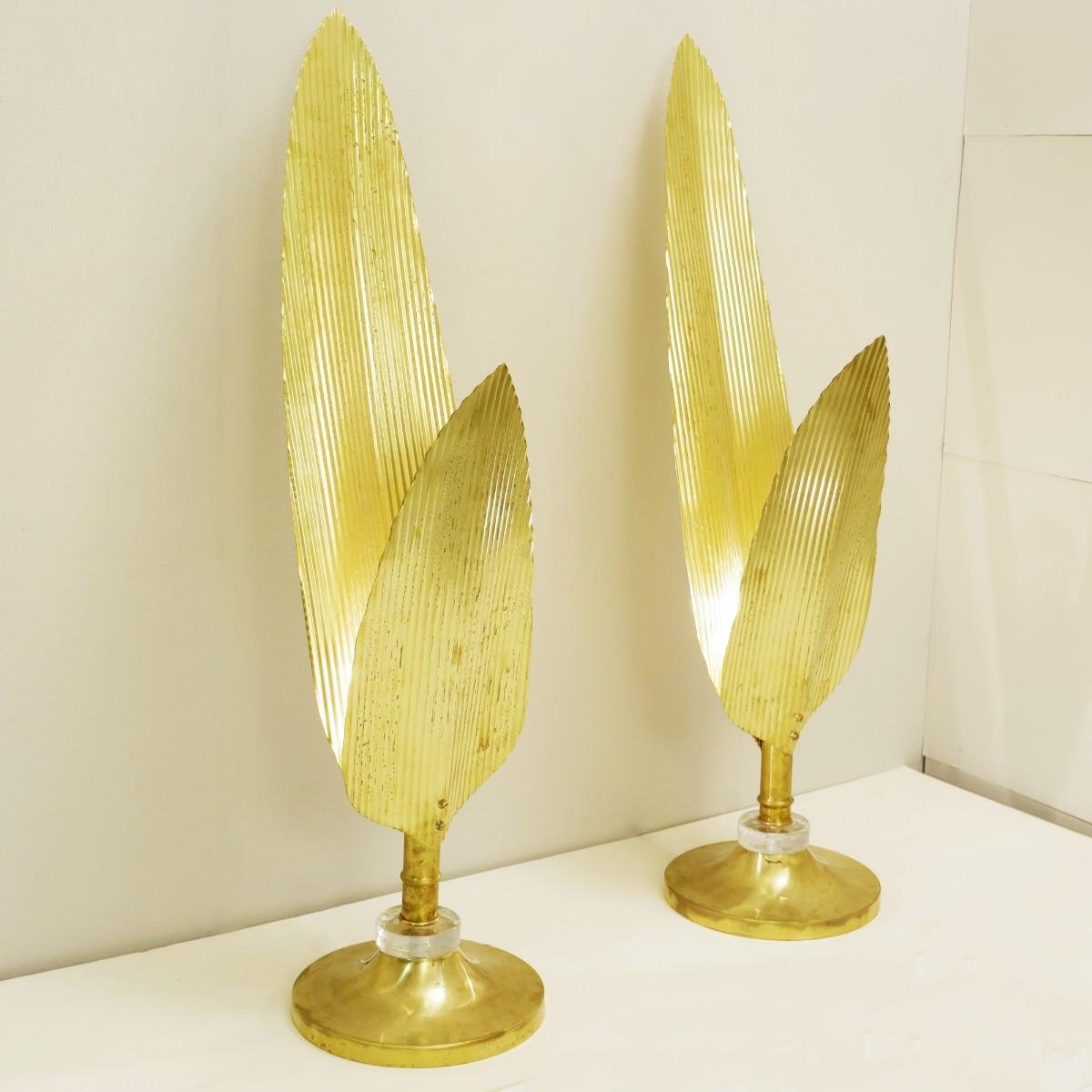 Palm Tree Gold Table Lamps, Set of 2 for sale at Pamono