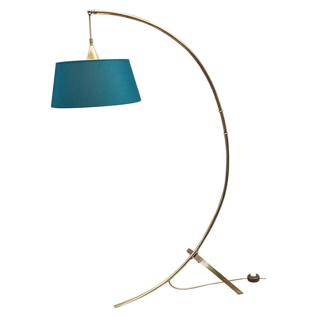 Brass Arc Floor Lamp by J. T. Kalmar for Kalmar, 1950s for sale at Pamono