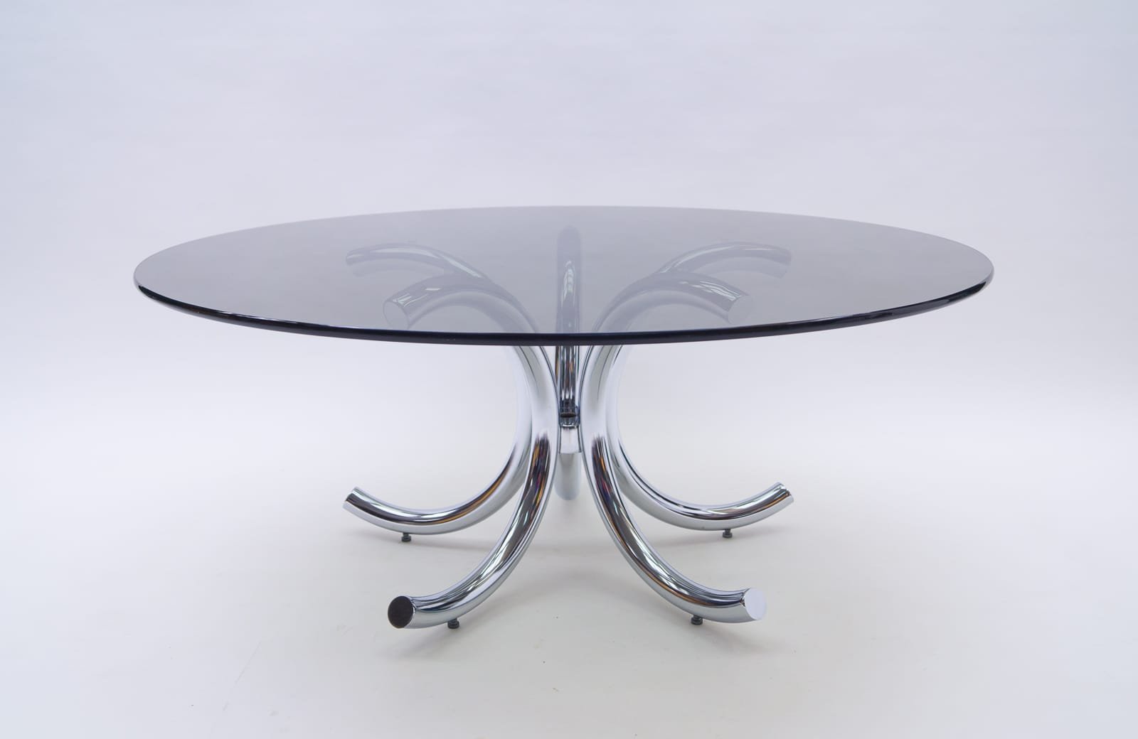 Round Chrome Smoked Glass Coffee Table