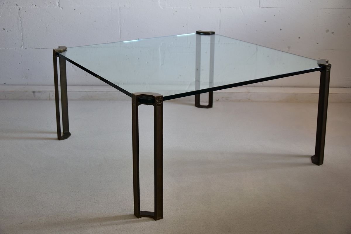 Hollywood Regency Brass and Glass Coffee Table by Peter Ghyczy for sale
