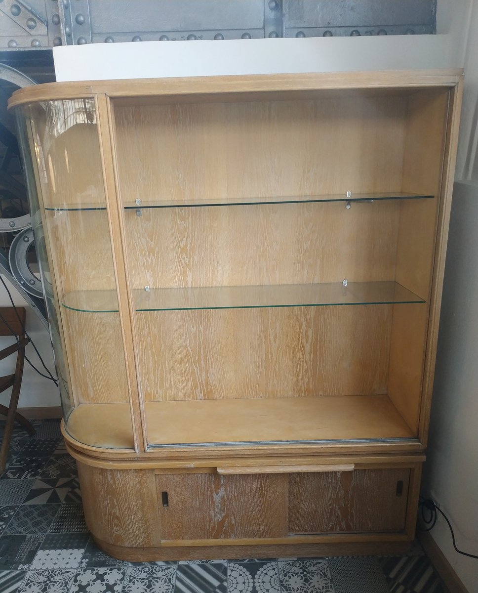 Petite Vitrine En Chêne 3 étagères - 52x73x15 Cm - Manque Vitres Coulissantes