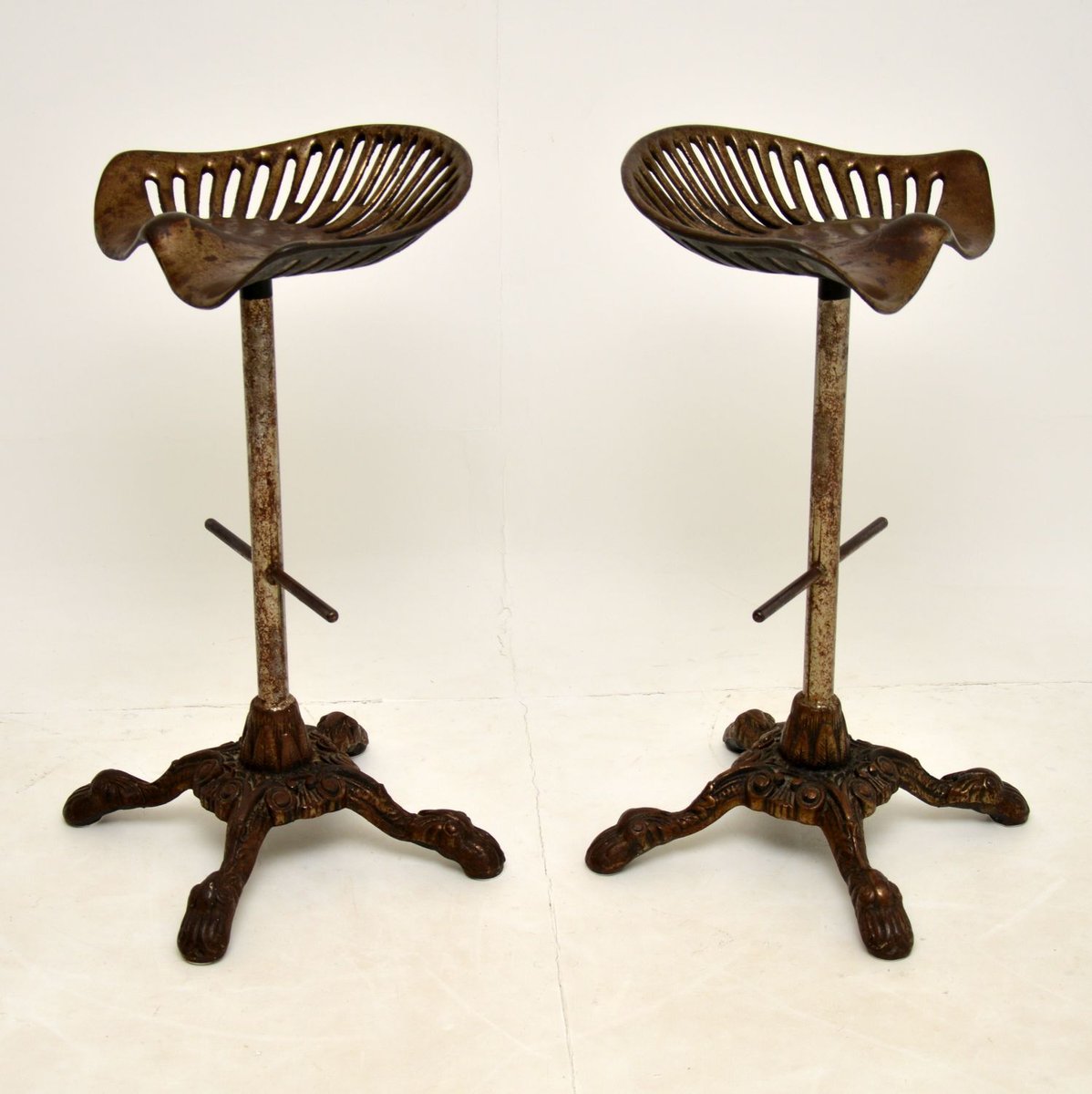 Antique Victorian Cast Iron Tractor Seats Or Bar Stools