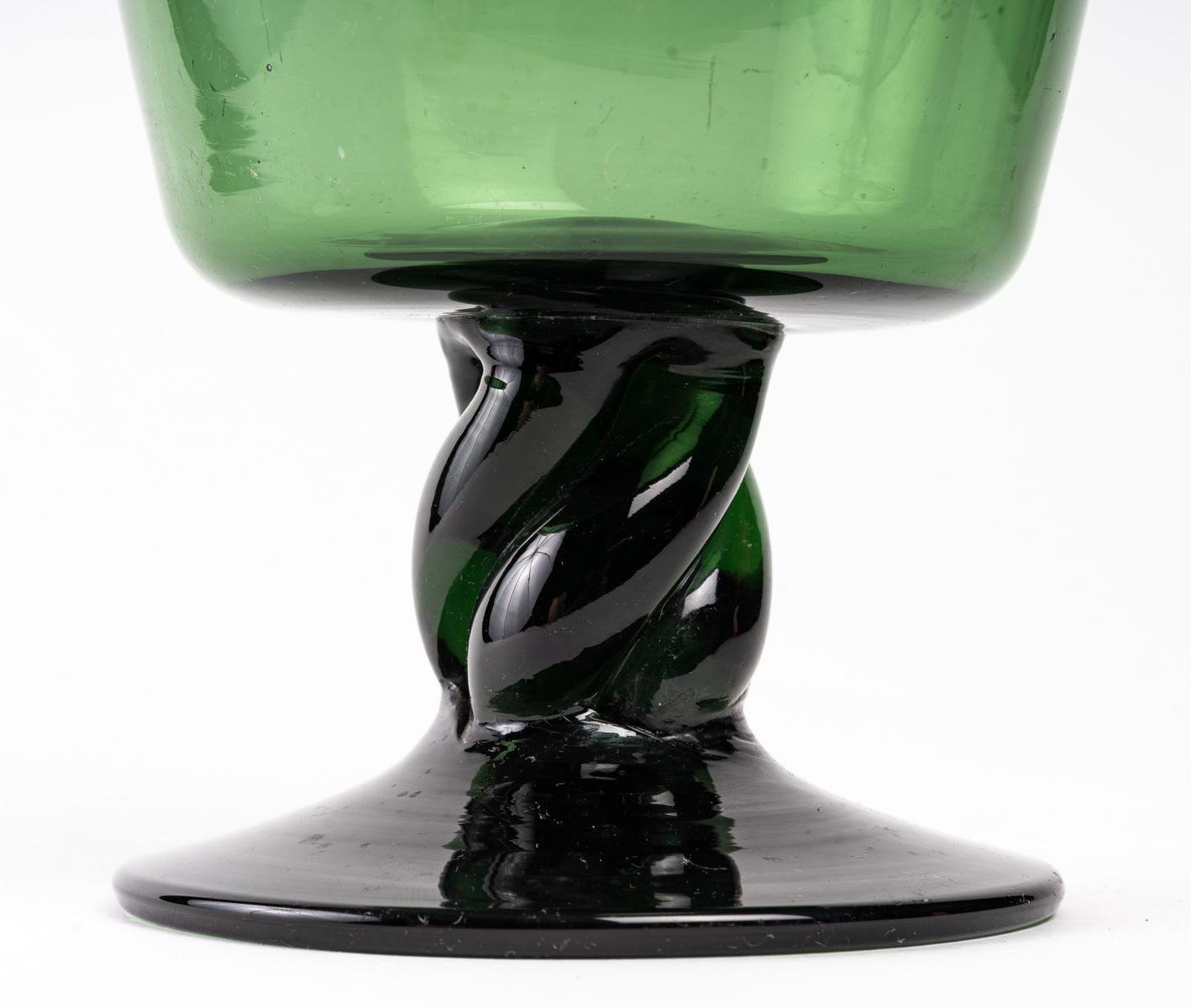 Green Crystal Vase, 20th Century for sale at Pamono