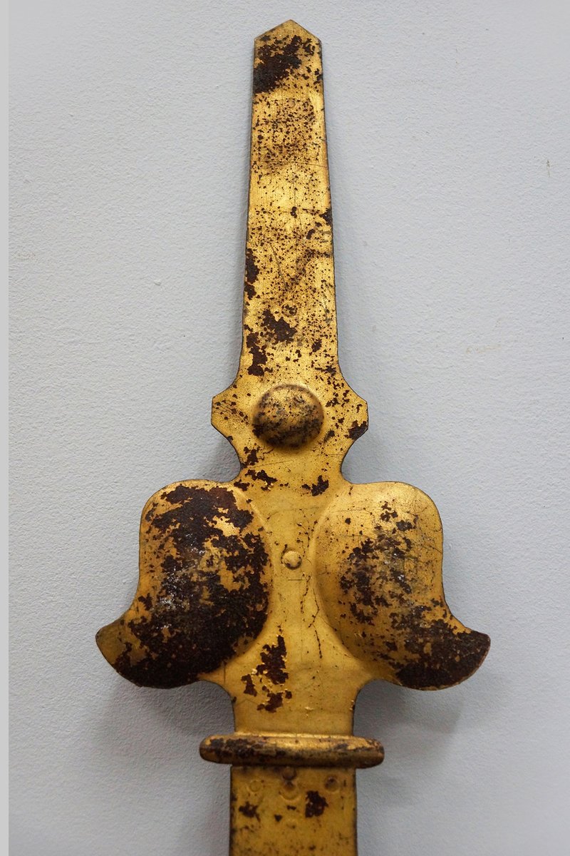 Large Antique HandPainted Tower Clock with GoldPlated Clock Hands for sale at Pamono