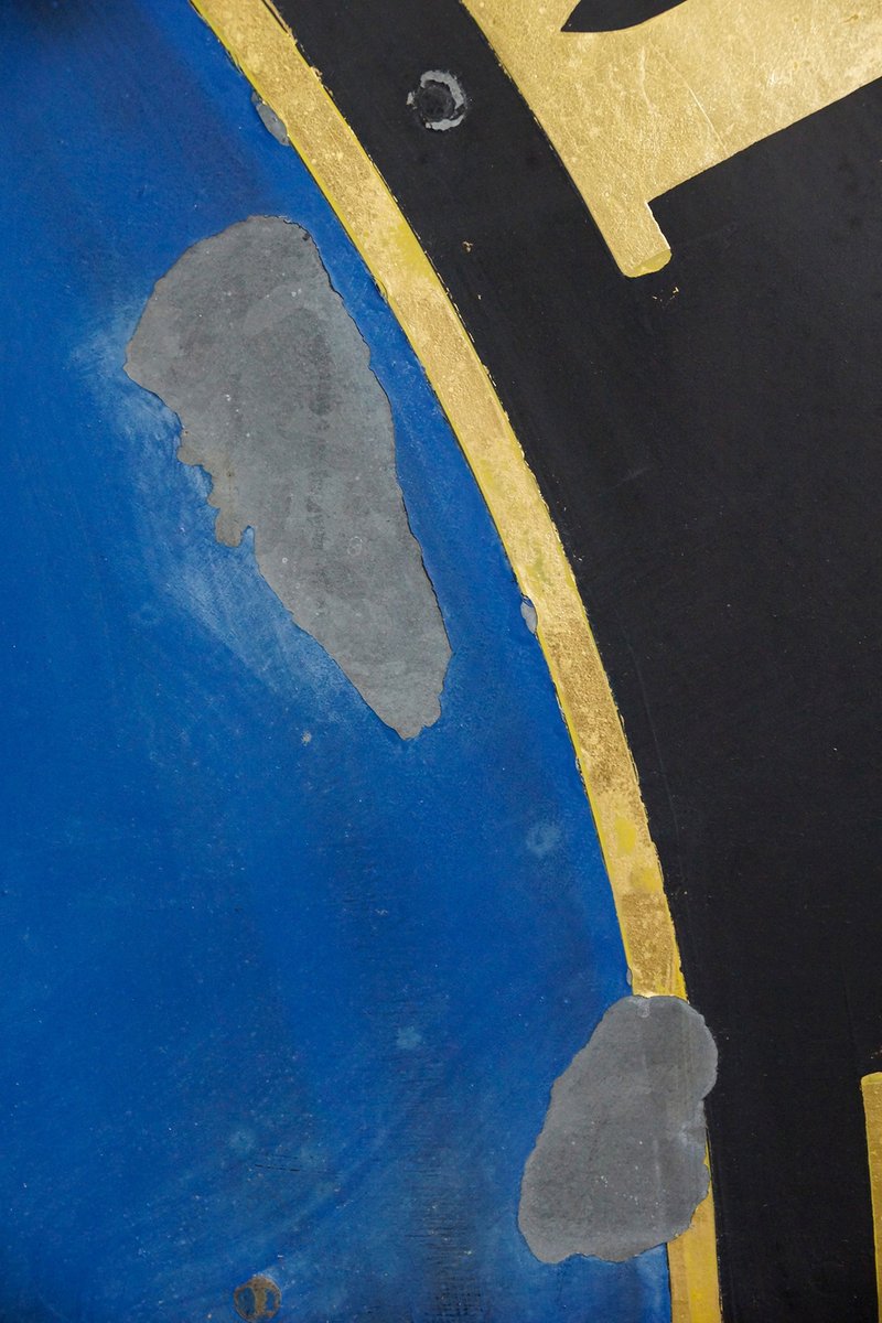 Large Antique HandPainted Tower Clock with GoldPlated Clock Hands for sale at Pamono