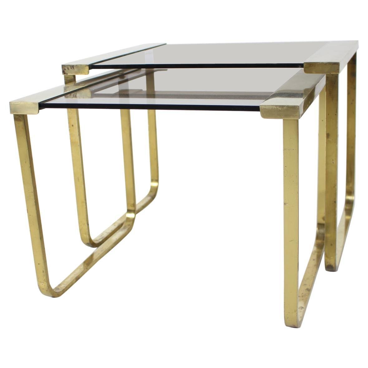 vintage brass nesting table set 1970s TZ-938755