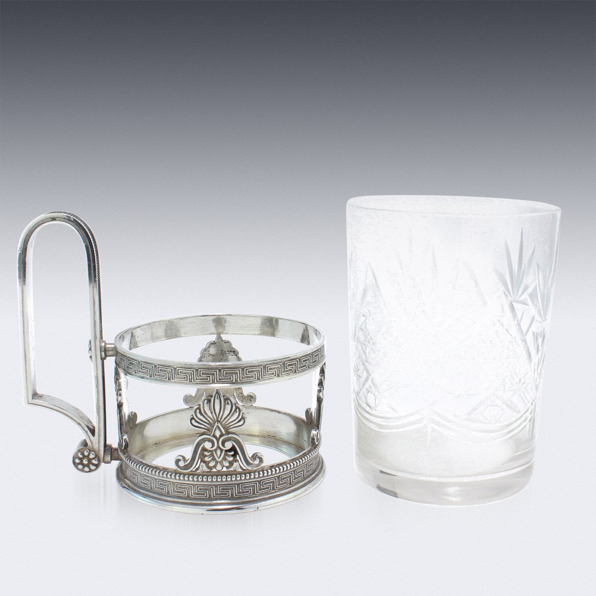 Russian Solid Silver Tea Glass Holder from Faberge, Moscow, 1900s for