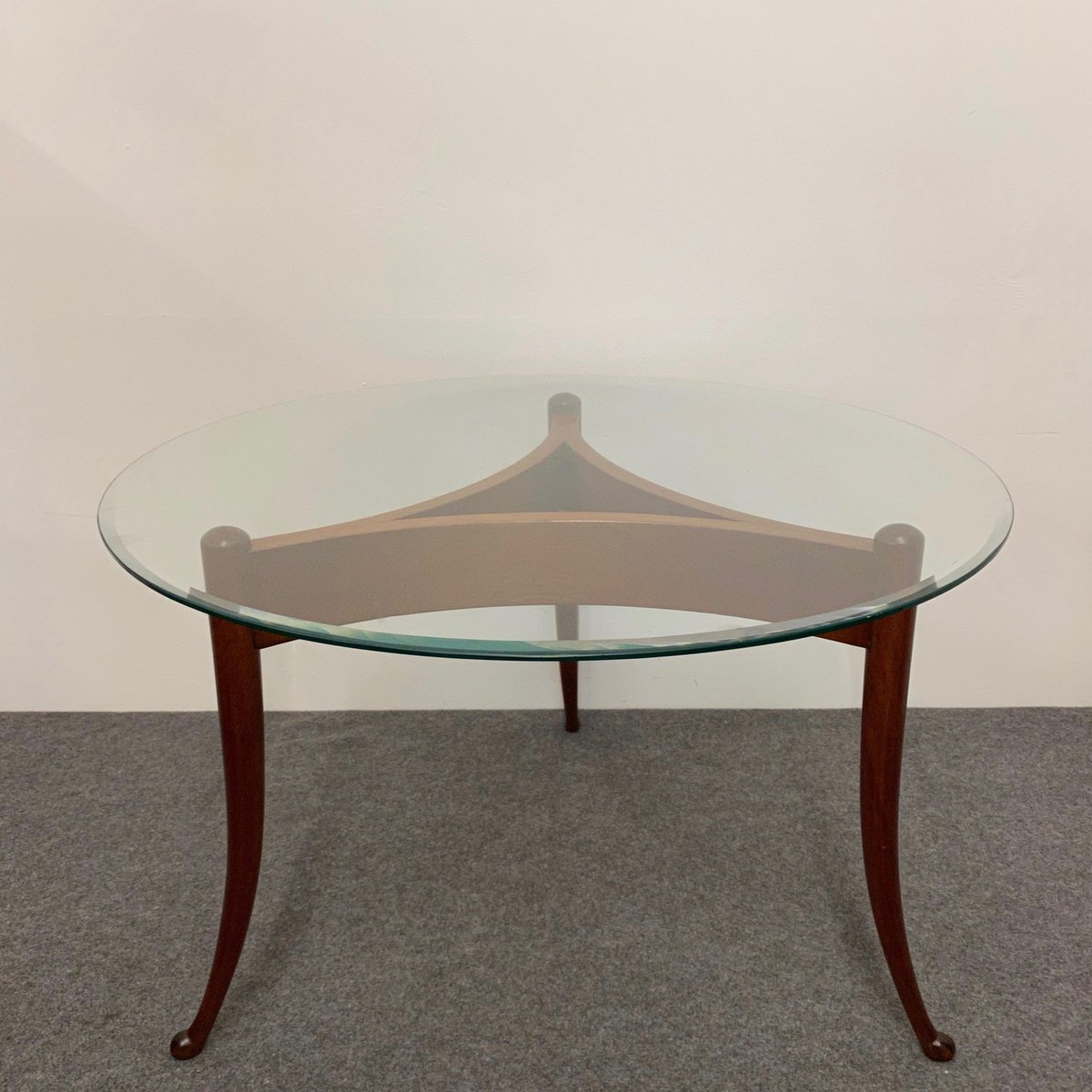 Round Coffee Table with Beveled Glass for sale at Pamono