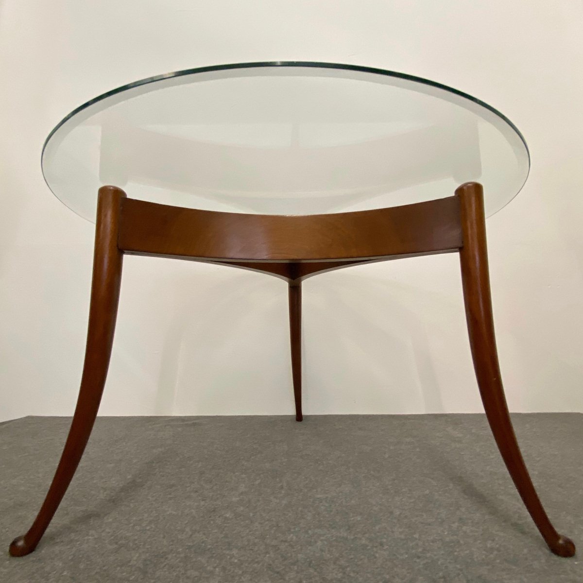 Round Coffee Table with Beveled Glass for sale at Pamono