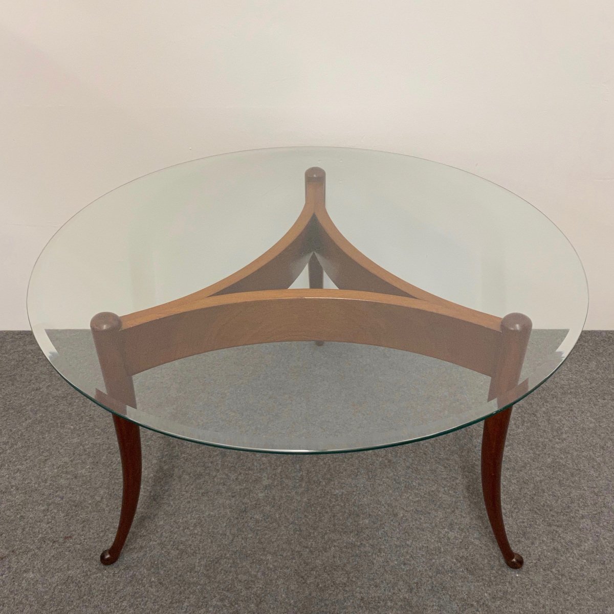 Round Coffee Table with Beveled Glass for sale at Pamono