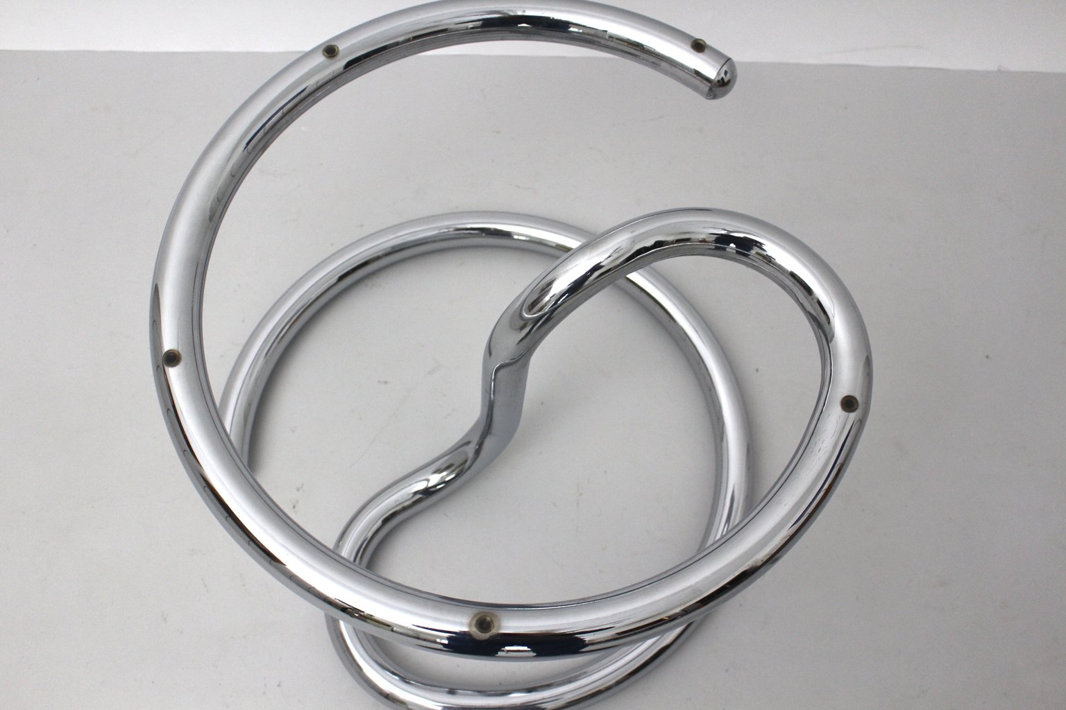 Vintage Curved Chromed Glass Coffee Table for sale at Pamono