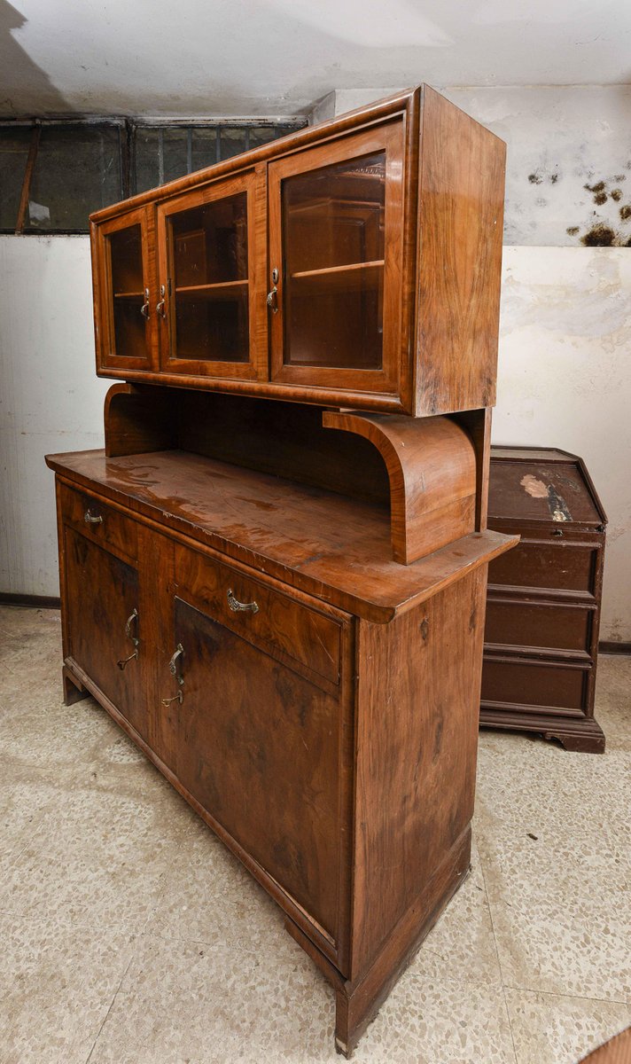 Credenza con vetrina, anni '40 in vendita su Pamono