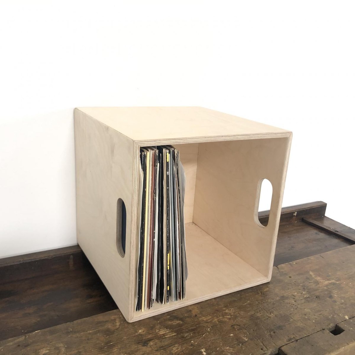 Vinyl Handmade Records Storage Crate in Birch Plywood for sale at Pamono