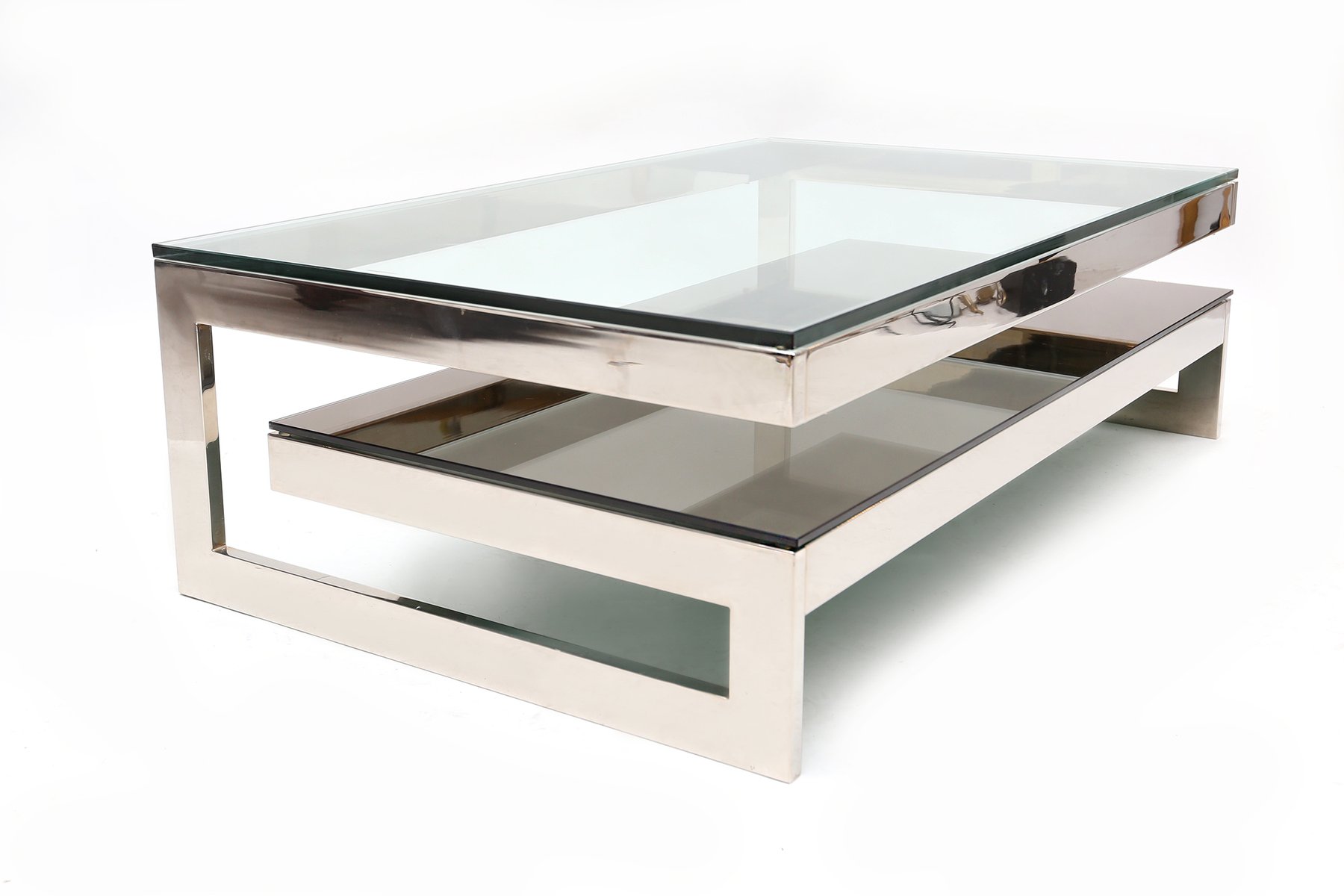 G Shaped Chromed Coffee Table From Belgochrom, 1970S G Shaped Chromed Coffee Table From Belgochrom, 1970S
