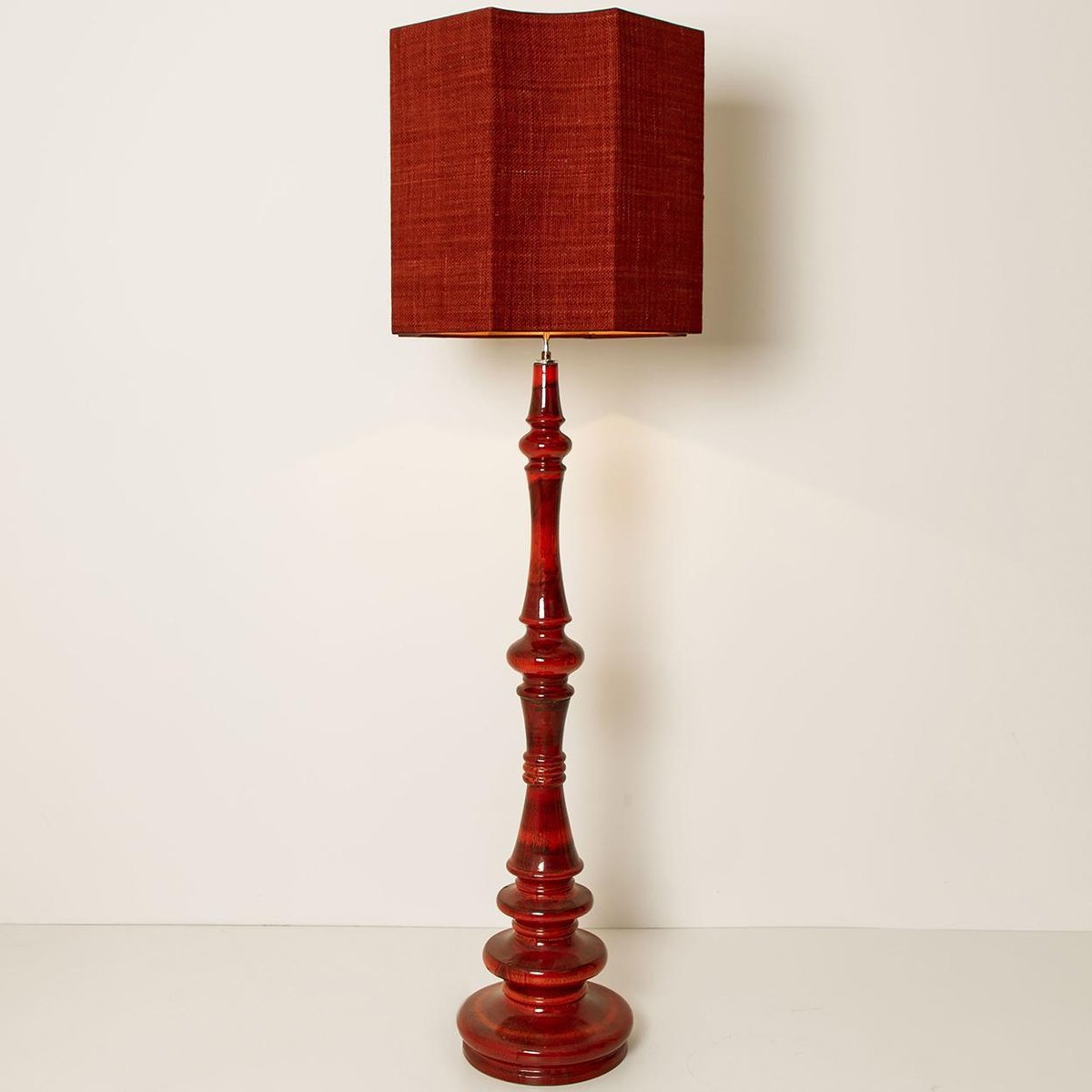 Large Ceramic Floor Lamp with New Silk Custom Made Lampshade by René ...
