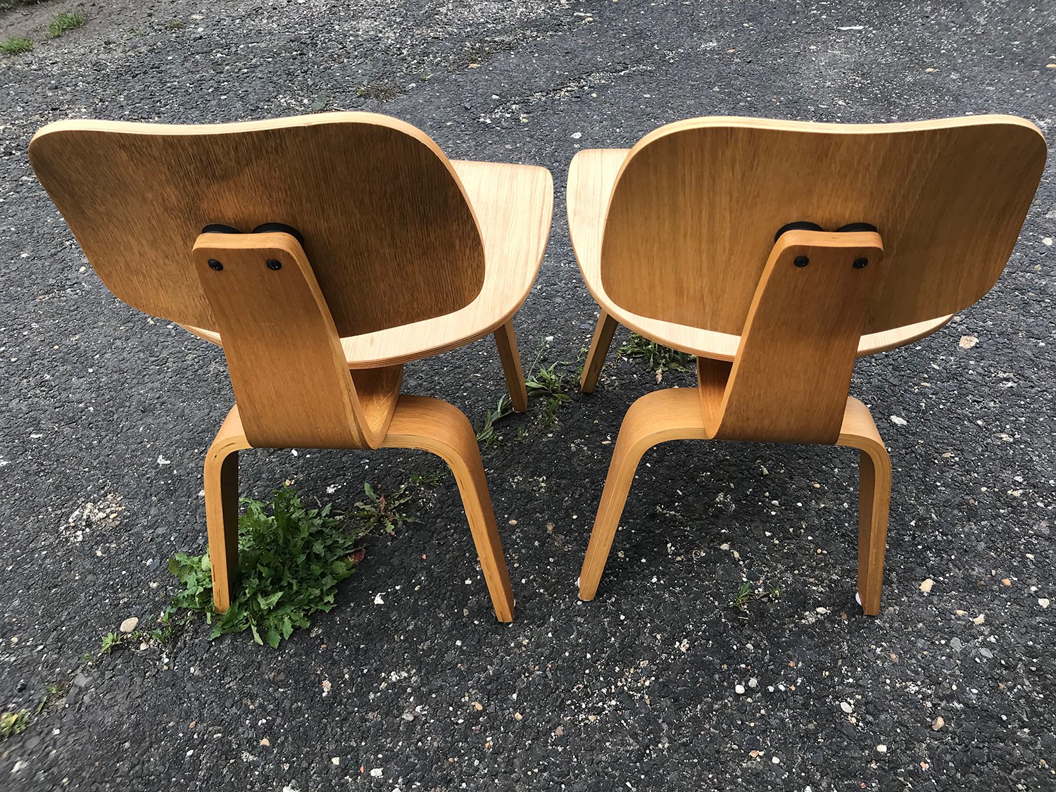 Restored Molded Plywood Chairs in the Style of Eames, Set of 2 for sale