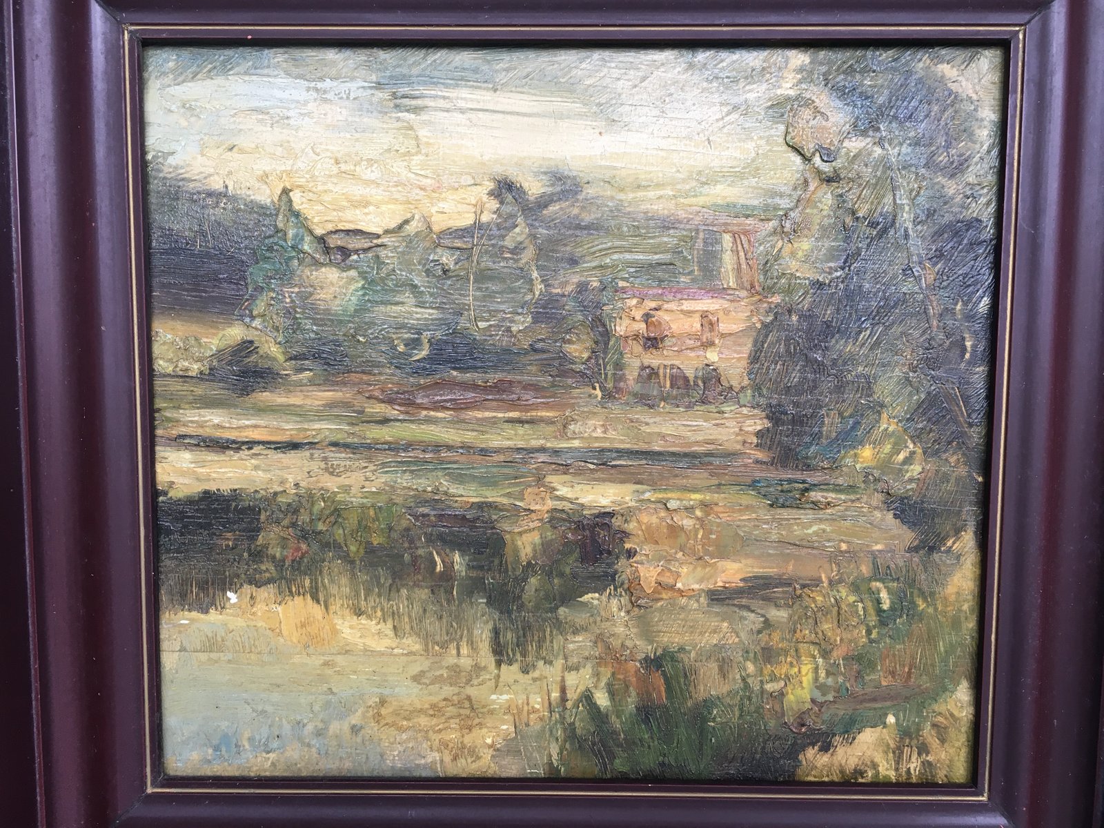 Oil Painting on Plywood Board, 1950s for sale at Pamono