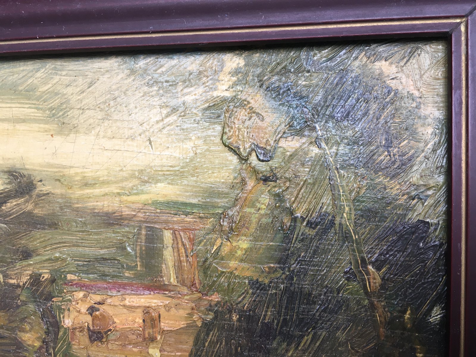 Oil Painting on Plywood Board, 1950s for sale at Pamono