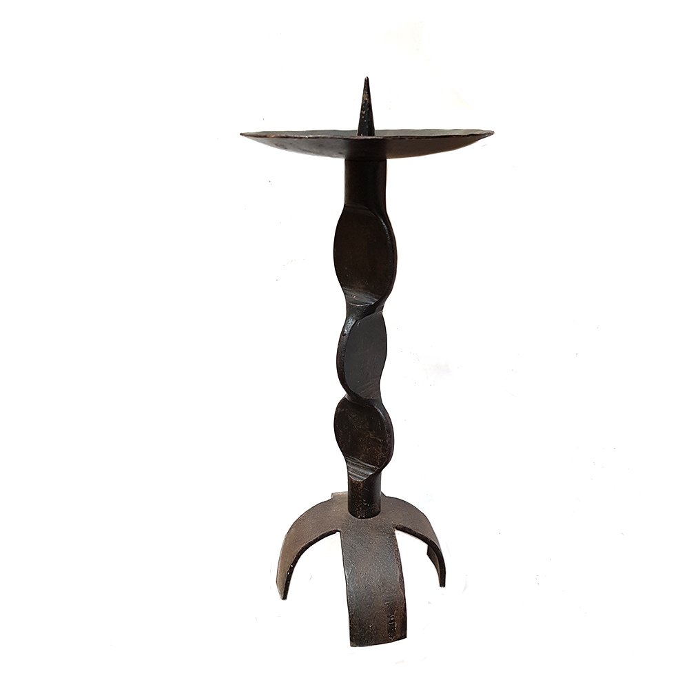 Brutalist Hand Wrought Iron Candle Holder for sale at Pamono