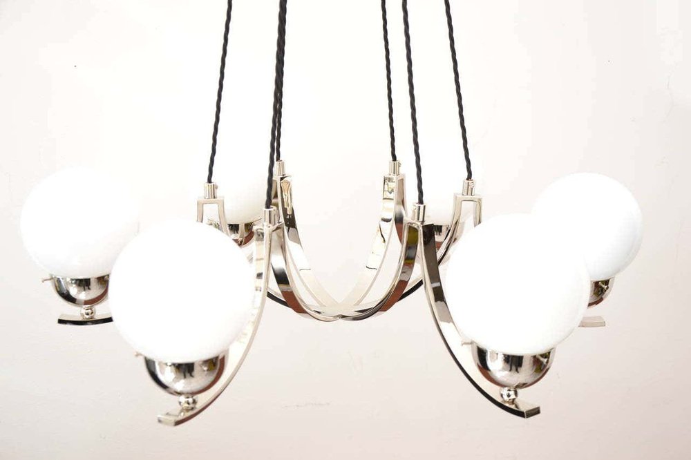 Art Deco NickelPlated Chandelier for sale at Pamono