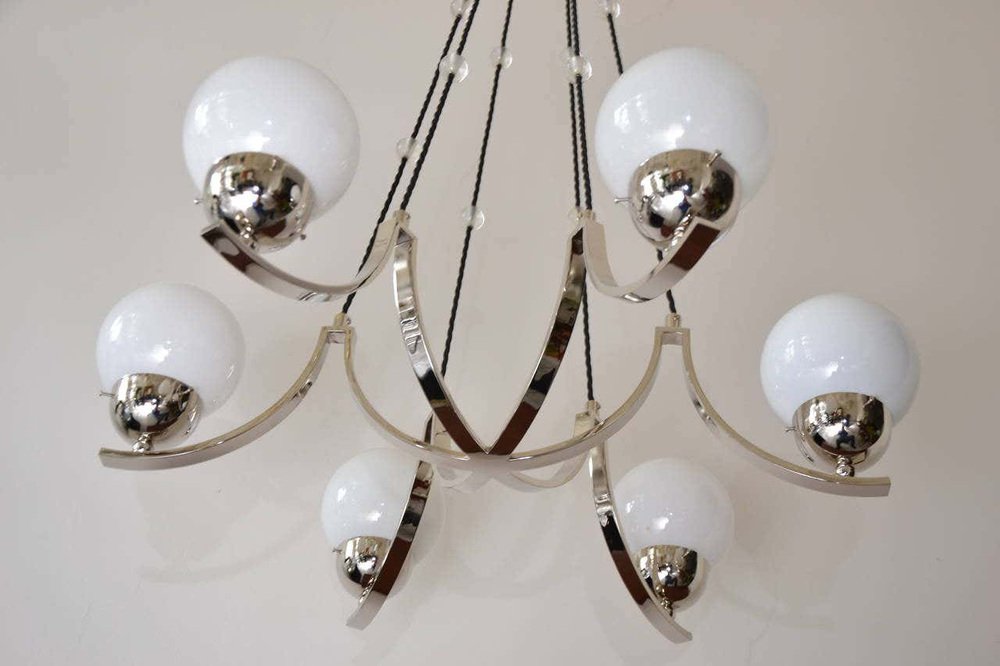 Art Deco NickelPlated Chandelier for sale at Pamono