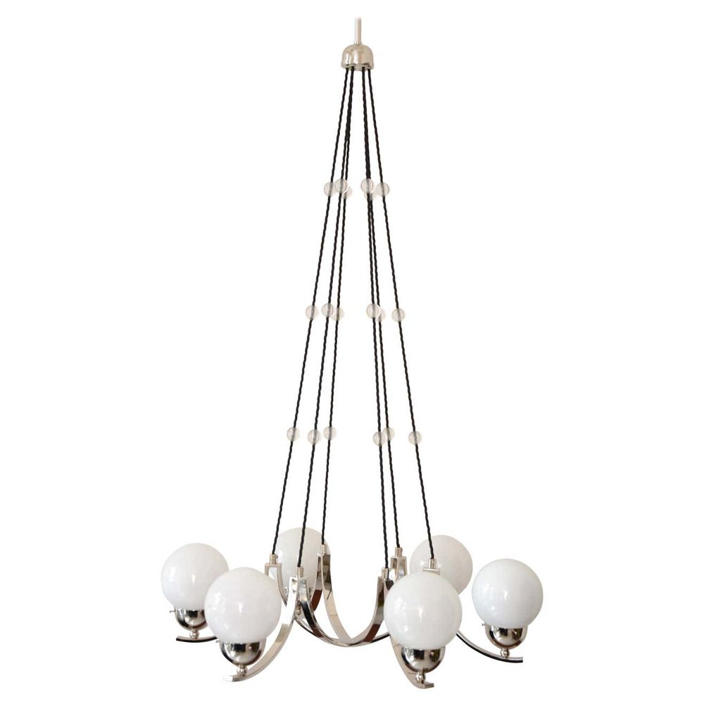 Art Deco NickelPlated Chandelier for sale at Pamono