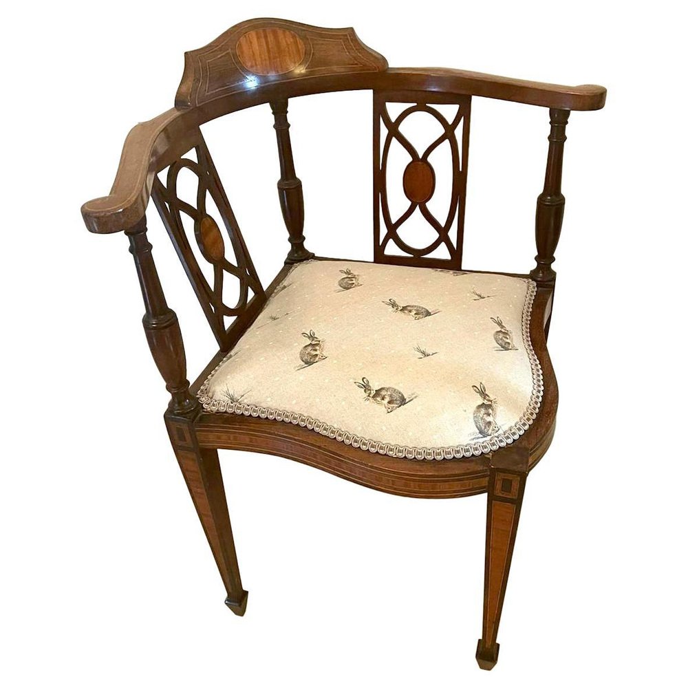 Antique Inlaid Mahogany Corner Chair for sale at Pamono