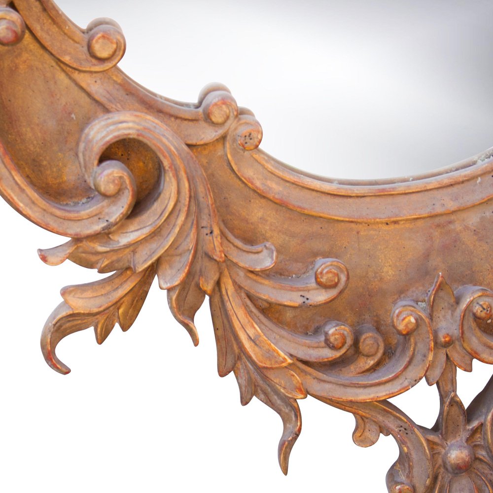 Neoclassical Style Gold Leaf & Hand Carved Wood Mirror with Acanthus