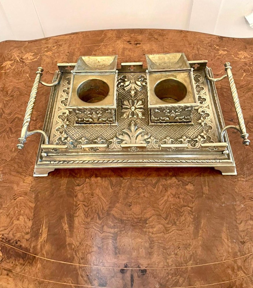 Antique Victorian Brass Desk Set for sale at Pamono