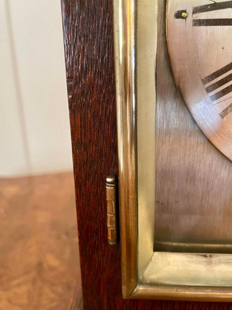 Antique Edwardian Mahogany Eight Day Chiming Mantel Clock for sale at