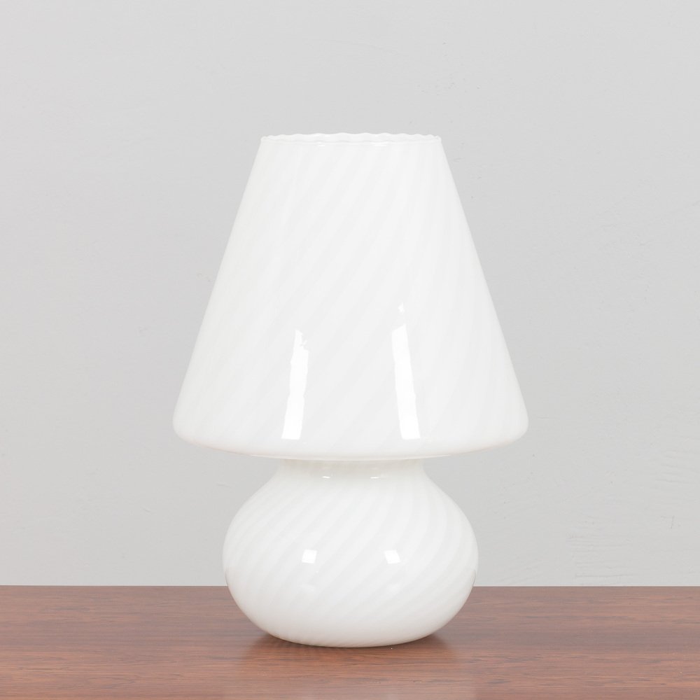 Large Swirl Murano Glass Mushroom Table Lamp by Paolo Venini for Venini
