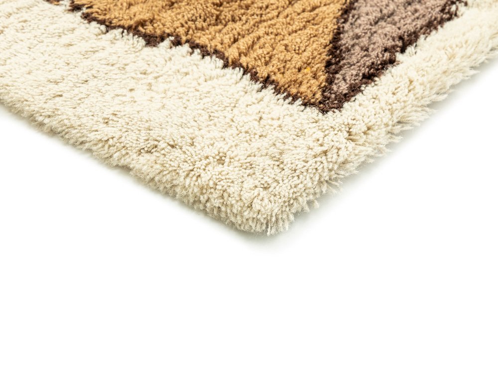 Vintage Cream and Brown Patterned Rug, 1970s for sale at Pamono