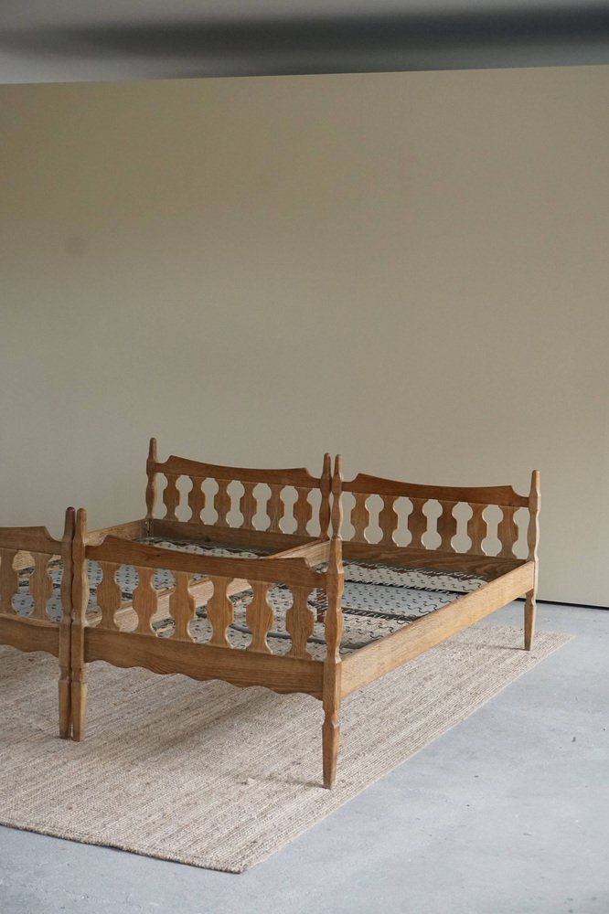 Dänische Mid-Century Razorblade Betten aus massiver Eiche von Henning ...