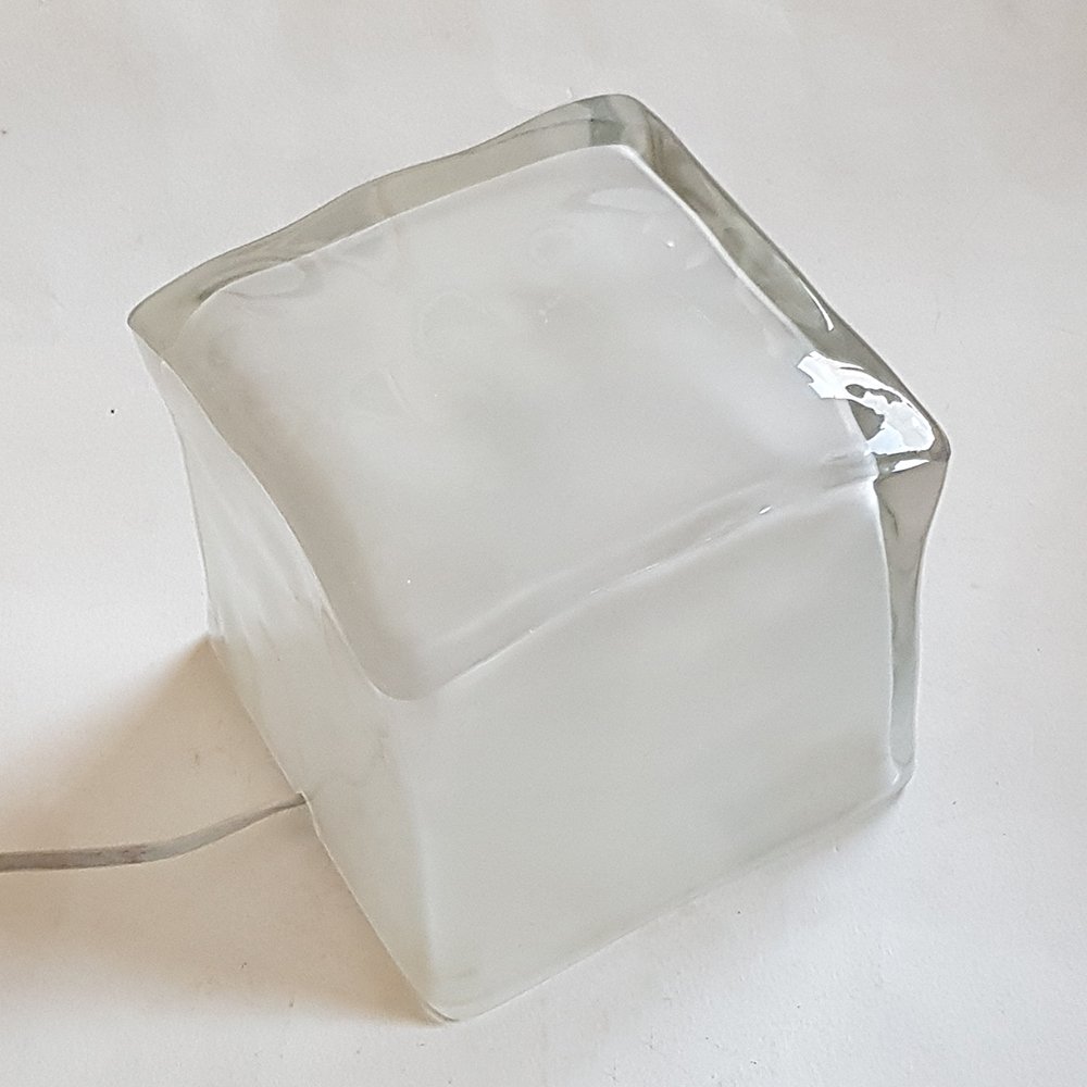 Frosted Glass Ice Cube Table Lamp from Ikea, 1990s for sale at Pamono
