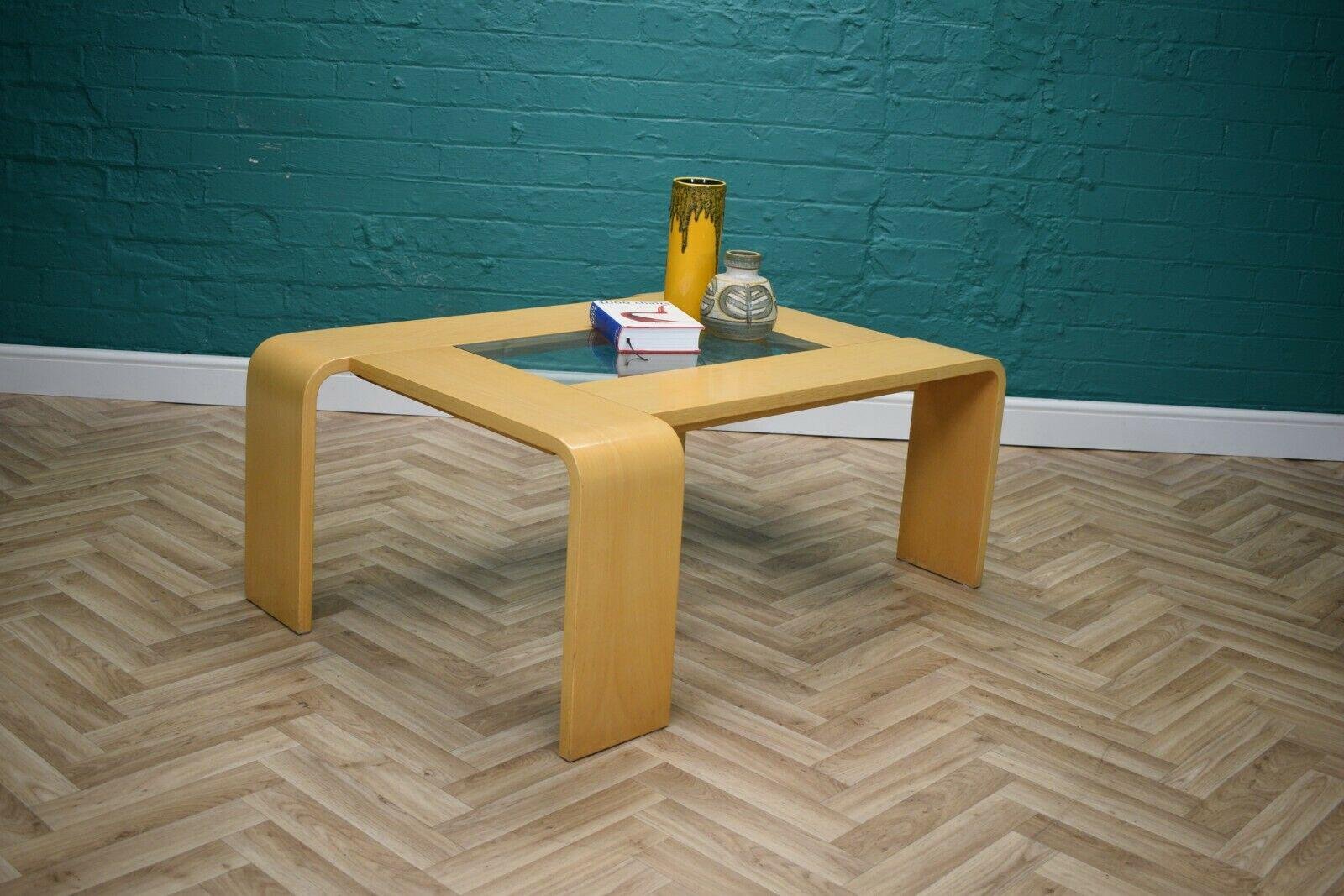 Mid-Century Danish Beech, Bentwood and Glass Coffee Table ...