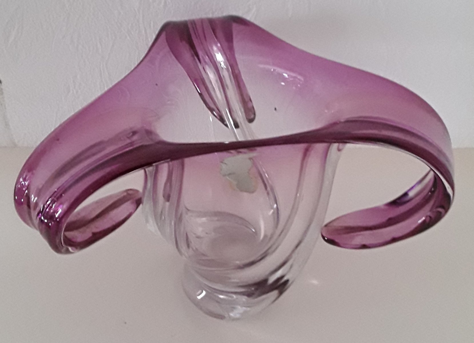 Vintage Purple Tinted Crystal Glass Vase from the House of Val Saint