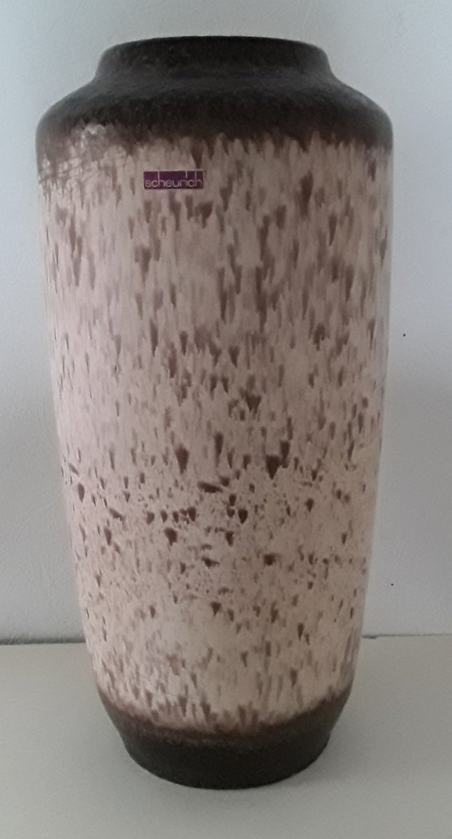 Grand Vase de Plancher 517 50 Vintage en Céramique BeigeMarron de