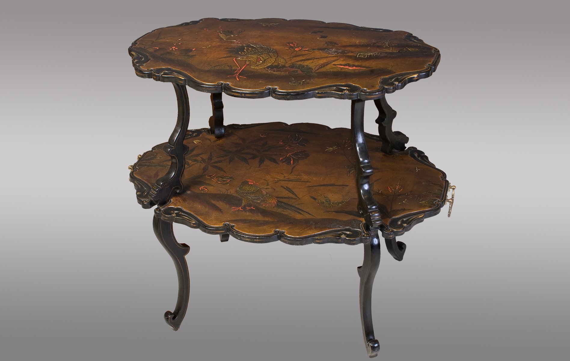 Antique French Lacquered Two-Tier Table for sale at Pamono