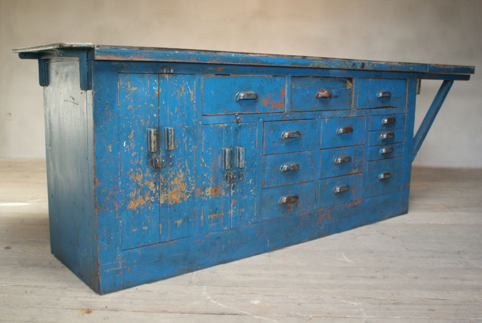 Industrial Cobalt Blue Drawer Unit, 1950s for sale at Pamono