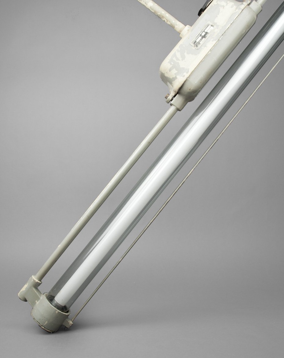 Vintage Single Fluorescent Light Fixture with Long Pendulum from VEB