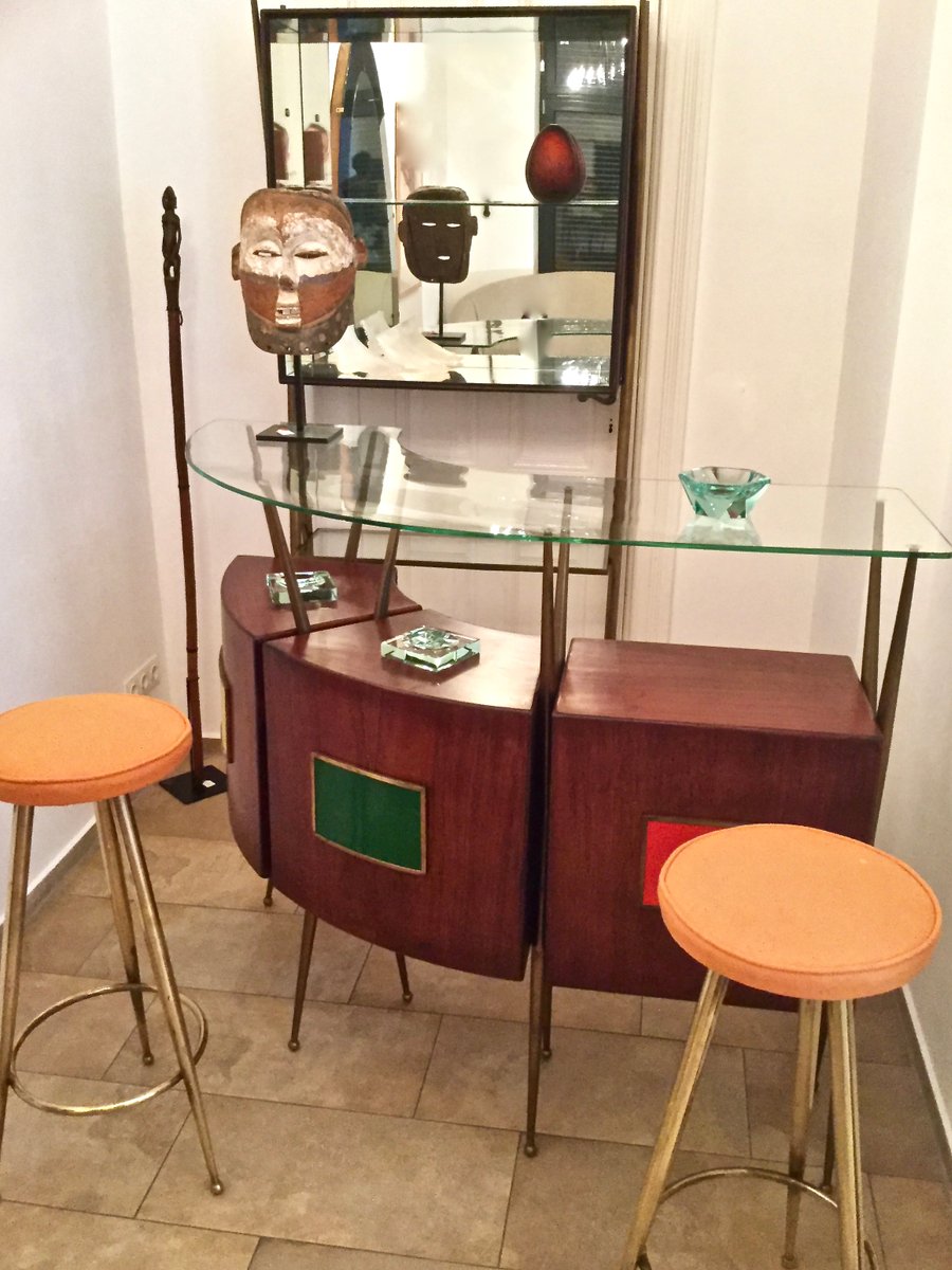 Bar meuble et 2 tabourets mid century italie