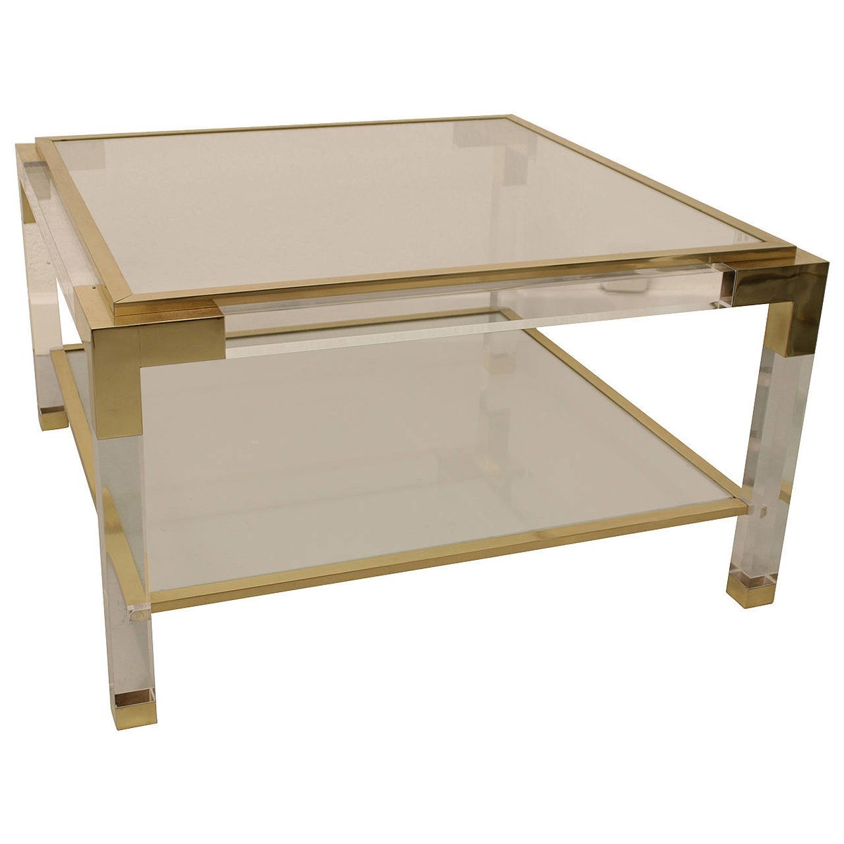 Square Brass Lucite Coffee Table 1975 For At Pamono Square Brass Lucite Coffee Table 1975