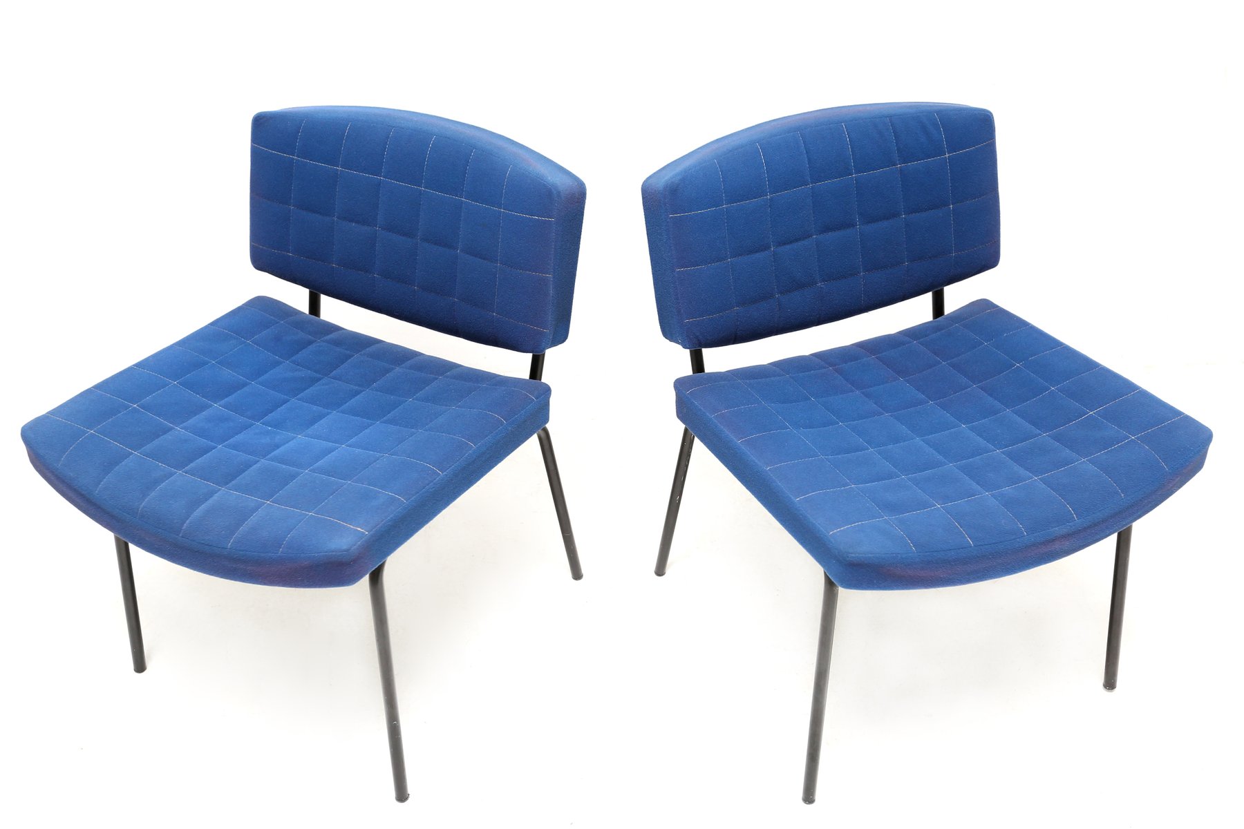 Royal Blue Chairs by Pierre Guariche for Meurop, 1950s, Set of 2 for