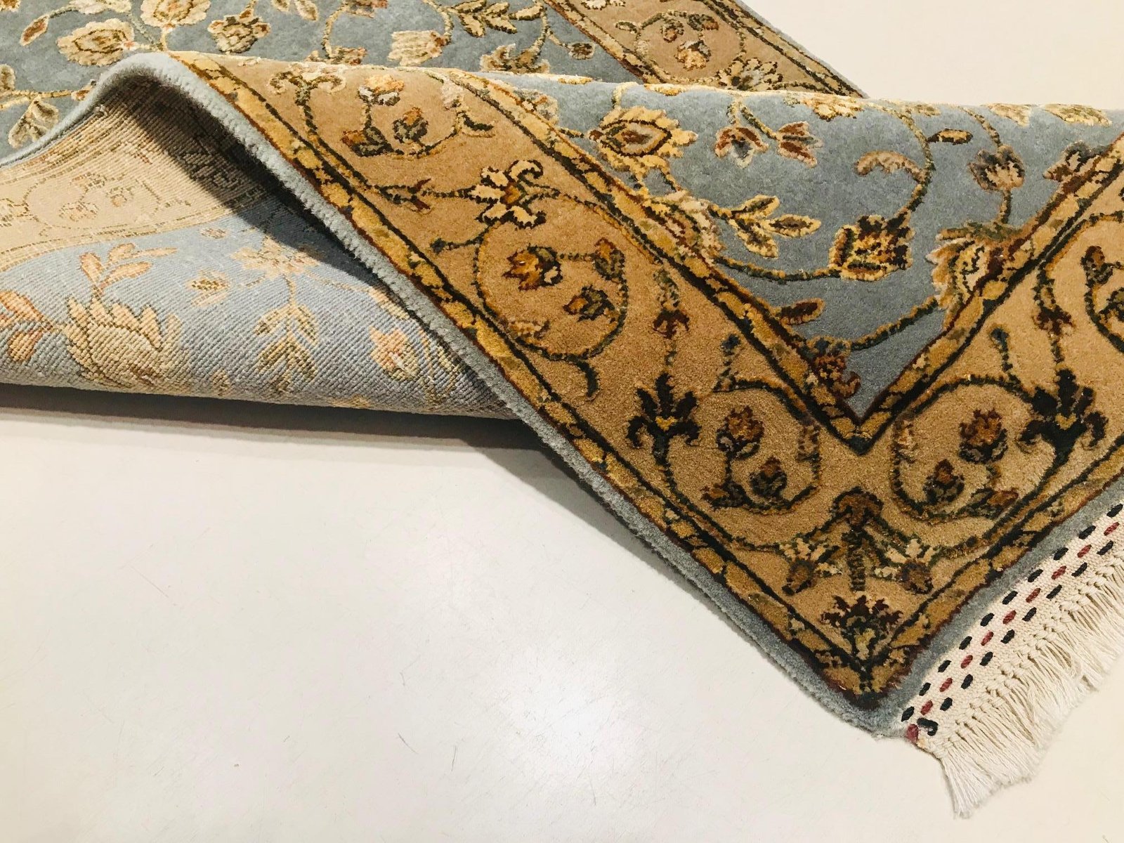 Tapis Jaipur en Laine et Soie Noués à la Main, 1984, Set ...