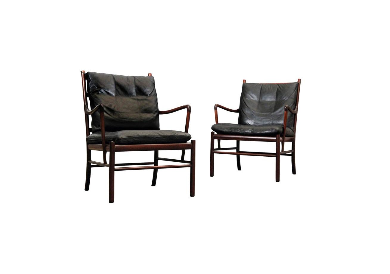 danish colonial mahogany leather pj149 armchairs by ole wanscher for p jeppesen 1950s set of 2 AES-844669