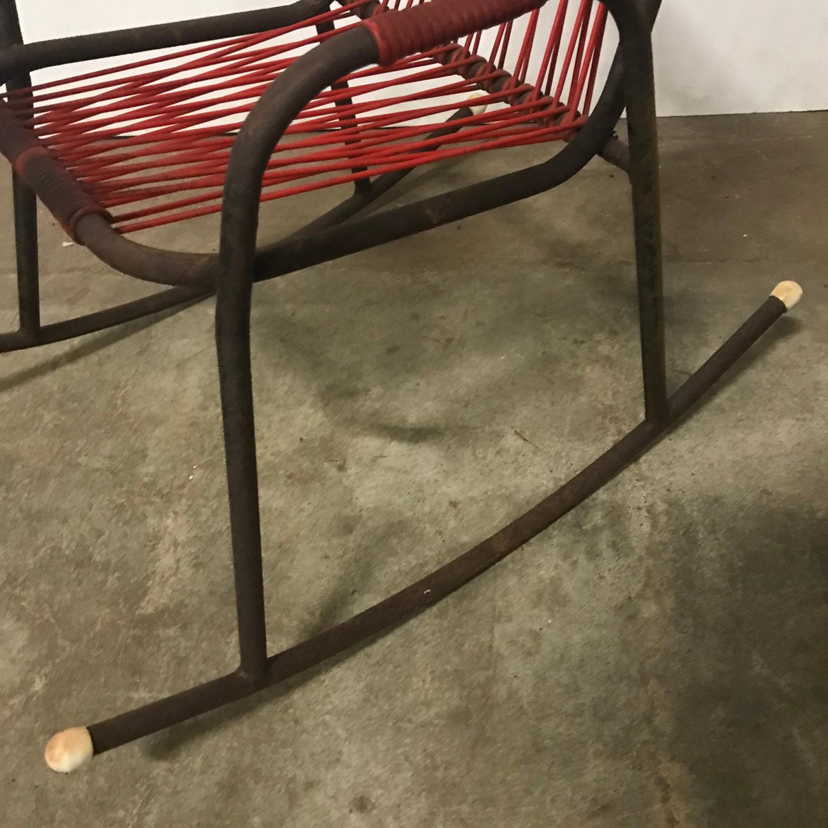 Metal, Plastic, and String Rocking Chair, 1960s for sale at Pamono